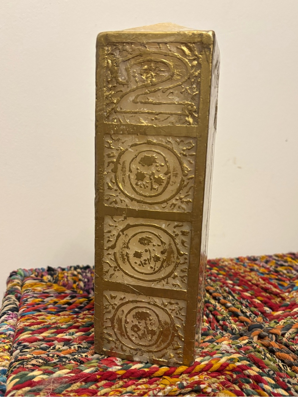 Vintage Y2K New Years 2000 8 Inch Block Candle